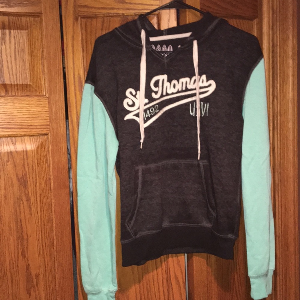 Grey and Teal Hoodie